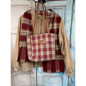 Longaberger Homestead Corduroy Jacket & Plaid Scarf Set
